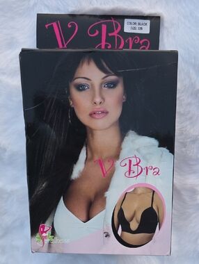 Black Deep Plunge Bra W Padded Cups Can Add More Padding 32 B Convertable Straps